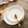 Plates Modern Ceramic Plate Golden Beaded Crown Decorative Western Restaurant Steak Dish Breakfast Desktop Bread Pan Kitchen Tableware