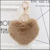 Key Rings Fluffy Pompom for Women Soft Heart Form Rabbit Keychains Ball Car Bag Accessoires Keyfobs Hangerse sieraden P56fa Drop deliv Dhdzk