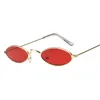 Lunettes de soleil Vintage ovales hommes lunettes de soleil femmes rétro métal cadre rouge minuscule rond maigre oeil verre femme petite fête lunettes UV400 lunettes de soleil