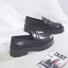 Отсуть обувь Boussac Black Punk Platform Women Loafers Round Toe Cunky Heel Vintage Slip на высоких насосах