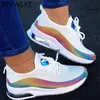 Klädskor kvinnor färgglad cool sneaker damer snörning vulkaniserade skor avslappnad kvinnlig platt komfort promenadskor kvinna mode 0120v23
