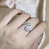 Cluster Rings Fashion Ring For Women Exquisite Flower Zircon Drop Shaped Jewelry 925 Silver Plated Wedding Bride