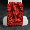 Pendant Necklaces High Quality Synthetic Red Cinnabar Carved Pictures Blessing Lucky Pendants Diy Jewelry B813