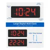 Wanduhren Digitaluhr mit großem Display, automatische Dimmung, 12/24-Stunden-Format, geräuschlos, für Zuhause, Büro, EU-PlugWall