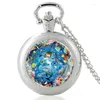 Pocket Watches unika Ocean World Design Vintage Quartz Watch Charm Pendant Clock Men Women Glass Dome Necklace Gifts