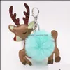 Key Rings Artificial Pompom High Quality Xmas Elk Faux Fur Ball Keychain Soft and Love Fluffy Keyring Car Pendant Jewelry P32FA Drop Dh9lw