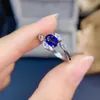 Clusterringen 2023 Exquise blauwe saffier edelsteen ring voor vrouwen zilveren sieraden reëel 925 ovaal goed aanbodcertificaat feestcadeau