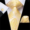 Cravates d'arc Hi-Tie Soie pour hommes Luxe Paisley Cravate Hanky Boutons de manchette Set Mode Hommes Mariage Party Business Cravate Marque Mens