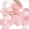 Stone 25mm Love Heart Rose Quartz Charms Reiki Healing ädelsten för smycken gör tillbehör Drop Delivery DHQ5K