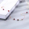 Ankiety czerwony kryształ 925 Kamienka prosta prawdziwe srebro dla kobiet łańcuch nóg bransoletka nóg biżuteria