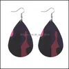 Dangle Chandelier Fashion Masouflage Pu Leather Printing Teardrop arring for Women Bohemian Leopard Print Drop Doube Side Earrin DH4GB