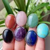 Wedding Rings Reiki Healing Natural Gems Stone Finger Ring Pink Quartz Tiger Eye Lapis Amethysts Purple Crystal Party Jewelry Men Women