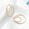 Hoop Earrings Exaggerated Personality Big Circle Double Ear Jewelry Women Ins Cold Rings Light Wind Geometric