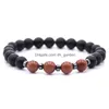 Perlé De Mode Noir Mat Pierre Brin Bracelet Naturel Oeil De Tigre Élasticité Pour Femmes Hommes Bijoux Drop Delivery Bracelets Dhnjj