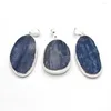 Pendant Necklaces 5pcs Silver Plated Irregular Gems Stone Natural Kyanite Flat Oval Healing For Bridal Necklace Blue Crystal