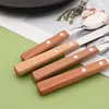 Dinnerware Sets Wooden Handle 8Pcs Multi Purpose Restaurant Party Supplies Dinner Fork Tableware Stainless Steel Kitchen Accessories