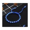 Braccialetti con ciondoli Moda in resina con perline Bracciale con ciondoli occhio blu malvagio Mticolor Corda intrecciata Braccialetti per amanti Lunghezza regolabile 1 Dh4I5