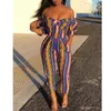 Jumpsuits voor dames vrouwen uit schouder sexy bodysuit korte mouw gestreepte bodycon rompers dames jumpsuit zomer body suit