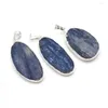 Colares pendentes 5pcs prateado gemas irregulares de pedra natural cura oval plana para colar de noiva Cristal azul