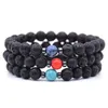 Beaded Fashion Black Lava Rock Stone Bracelet Natural Tigers Elasticity для женщин мужские ювелирные украшения браслеты Dh0ud