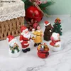 Figuras decorativas Objetos 1pcs Miniatura de Natal Árvore de Natal Papai Noel Claus Snow bonecos Terrário Caixa de presente Fairy Garden House Deco