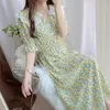 Sukienki imprezowe Kwiatowe sukienki Kobiet Summer Sakfon Maxi Immortal Retro Princess Woman Vestido de Mujer Femme Robe