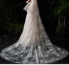 Accessori per veli da sposa Velo Bianco Cattedrale romantica Pizzo di cristallo Bordo tagliato Matrimonio con pettine 3,8 m di lunghezza Donna Sposa regali