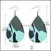 Dangle Chandelier Fashion Camouflage Pu Leather Printing Teardrop Earring For Women Bohemian Leopard Print Drop Double Side Earrin Dh4Gb