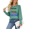 Women's T Shirts 2023 Customize Your LOGO T-Shirt Round Collar Women's Autumn And Winter Bubble Sleeve Button Long Shirt