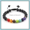 Arts And Crafts 8Mm Natural Stone Bracelet 7 Chakra Charm Bracelets Mticolor Beads Lava Stones Wave Women Men Yoga Drop Delivery Home Dhwnc