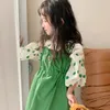 Ensembles de vêtements 2023 Style coréen Filles Garçons 2 pièces Ensemble Chemise Robe Printemps Coton Enfants Costume 2-8 ans PW723