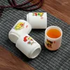 Cups Saucers 12 Zodiac Ceramic Tea Cup Sheep Fat Jade Lard White Teacup Bowl Japanese-Style Gift