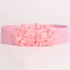 Bälten Rose Women Belt Elastic Double-Blomma tyg bred midja för parti damklänning dekoration modetillbehör