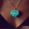 Pendentif Colliers Glow In The Dark Collier Coeur Creux Lumineux Pour Femme Petite Amie Fille Maman Bijoux De Mode Cadeau 738 Q2 Drop Dhyp7