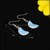 Arts And Crafts Simple Charm Drop Dangle Earrings Womens Lovely Small Moon Shaped Moonstone Crystal Sea Opal Earring Delivery Home Ga Dhjle