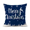 Pillow Blue Christmas Cover Xmas Balls Snowflake Fir Branch Truck Year Sofa Pillows Case Home Decor Living Room Pillowcase