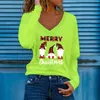 Women's T Shirts Women's Loose Fit Tees Women Christmas Casual Tops Blouse Winter Tunic Top V Neck Long Sleeve Silk Shirt