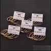 Dangle Chandelier Big Hoop Earrings 세트 Titanium Steel Fashion Round Earring Gold For Women Girls 민감한 귀 액세서리 C52FZ DHRXM