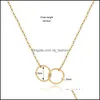 Pendant Necklaces Arrival Double Circle Necklace Choker Steel Gold Two Interlocking Circles Trendy Couple Friendship For Drop Delive Dhqd2