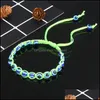 Bedelarmbanden mode hars kraal kraal kwaad blauw oog charmes armband mticolor string touw gevlochten armbanden voor geliefden verstelbare lengte 1 dh4i5