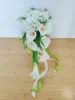 Fiori nuziali SESTHFAR Eleganet Calla Lily Bouquet Cascata Sposa Damigella D'onore con Fiore Bianco Artificiale