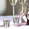 Geschenkomschakeling 6pcs Mini snacks met kerskemmer frietjes blikken pails ijs donut caketinplaat metalen bruiloft verjaardagsfeestje gunsten