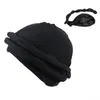 Berretti M2EA HaloTurban Durag Men Turban HeadWrap Foulard foderato in raso per Hijab musulmano Comodo cappello chemio