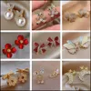 Stud Korean Micro Pave Zircon Earrings For Women Simple Elegant Gold Color Geometric Metal Fashion Jewelry Drop Delivery Ot7Jb