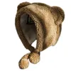 Berretti Beanie/Skull Caps Donna Inverno Fuzzy Peluche Paraorecchie Cappello Simpatico cartone animato Orso Orecchie Pompon Cinturino sottogola Cappuccio termico antivento