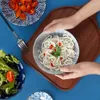 Kommen 6 inch onderglazuur kleur blauw en witte porselein ramen kom keramische noedelsoep rijst fruitsalade mengencontainer