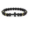 Beaded Cross Charms 8Mm Colors Stone Strand Bead Yoga Buddha Bracelet For Women Men Jewelry Drop Delivery Bracelets Dhdgk