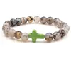 Perlen Kreuz Charms 8mm Schwarz Drachen Muster Stein Strang Perle Yoga Buddha Armband Für Frauen Männer Schmuck Drop Lieferung armbänder Dh1It