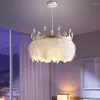 Chandeliers Modern Pendant Ceiling Lamp Feather Droplight Bedroom Study Room Decoration Creative Chandelier Hanging