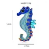 Brooches Wuli&baby Enamel Seahorse For Women Men Blue Rhinestone Hippocampi Casual Party Brooch Pin Gifts